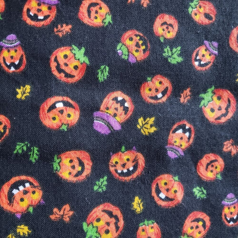 Vintage Halloween Fabric Almost 3 Yds Concord Kesslers Pumpkins Cotton 102"×44"